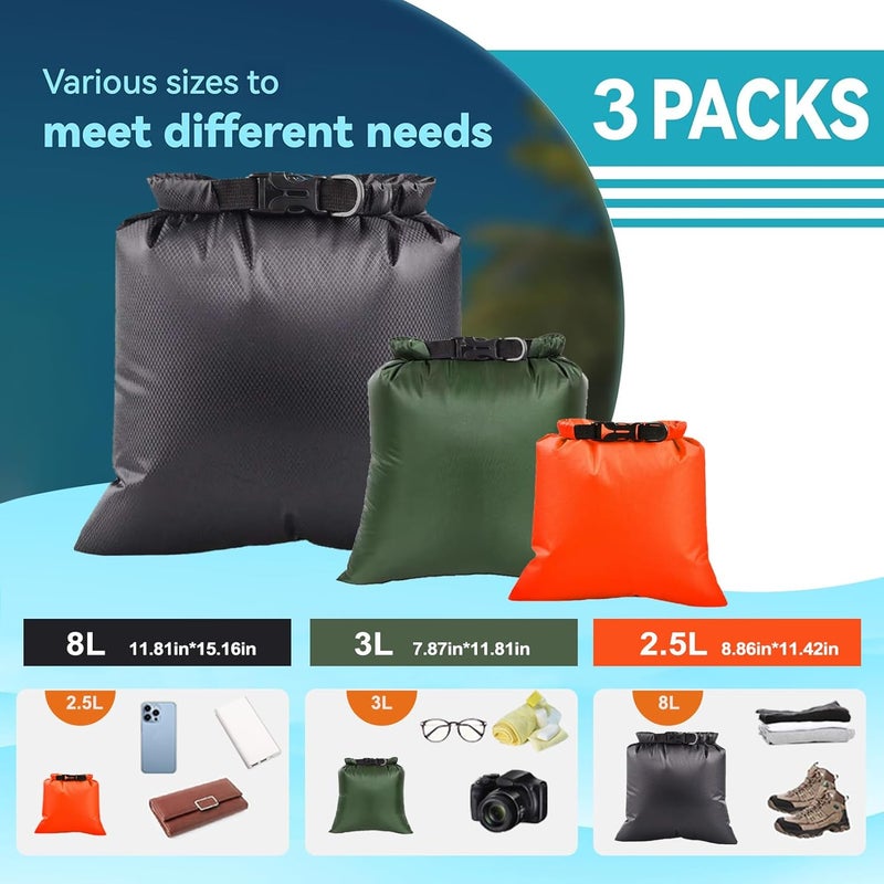 ILZAR Store 6PCS Dry Bags Waterproof, Lightweight Dry Bags for Kayaking Waterproof，Outdoor Waterproof Bag for Kayaking Hiking Boating Camping - Image 2
